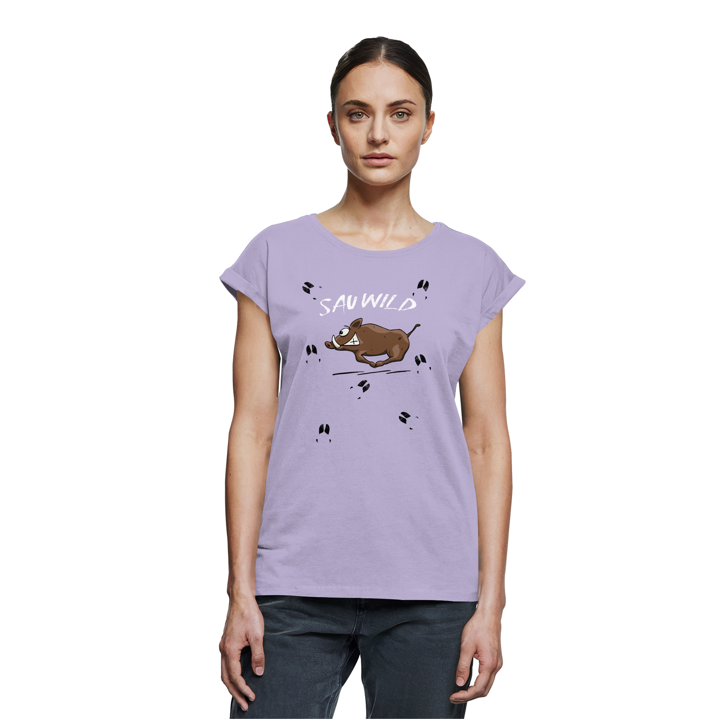 Sauwild wilde Sau | Wildschwein Keiler - Womens Extended Shoulder T-Shirt