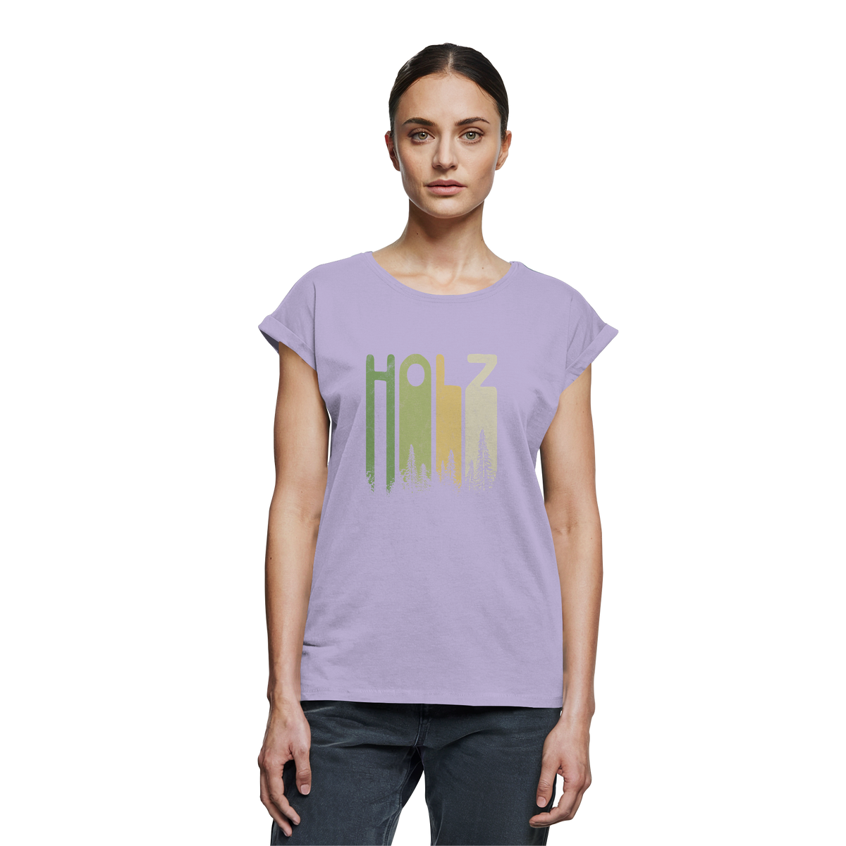 Holz Retro Wald Schriftzug - Womens Extended Shoulder T-Shirt