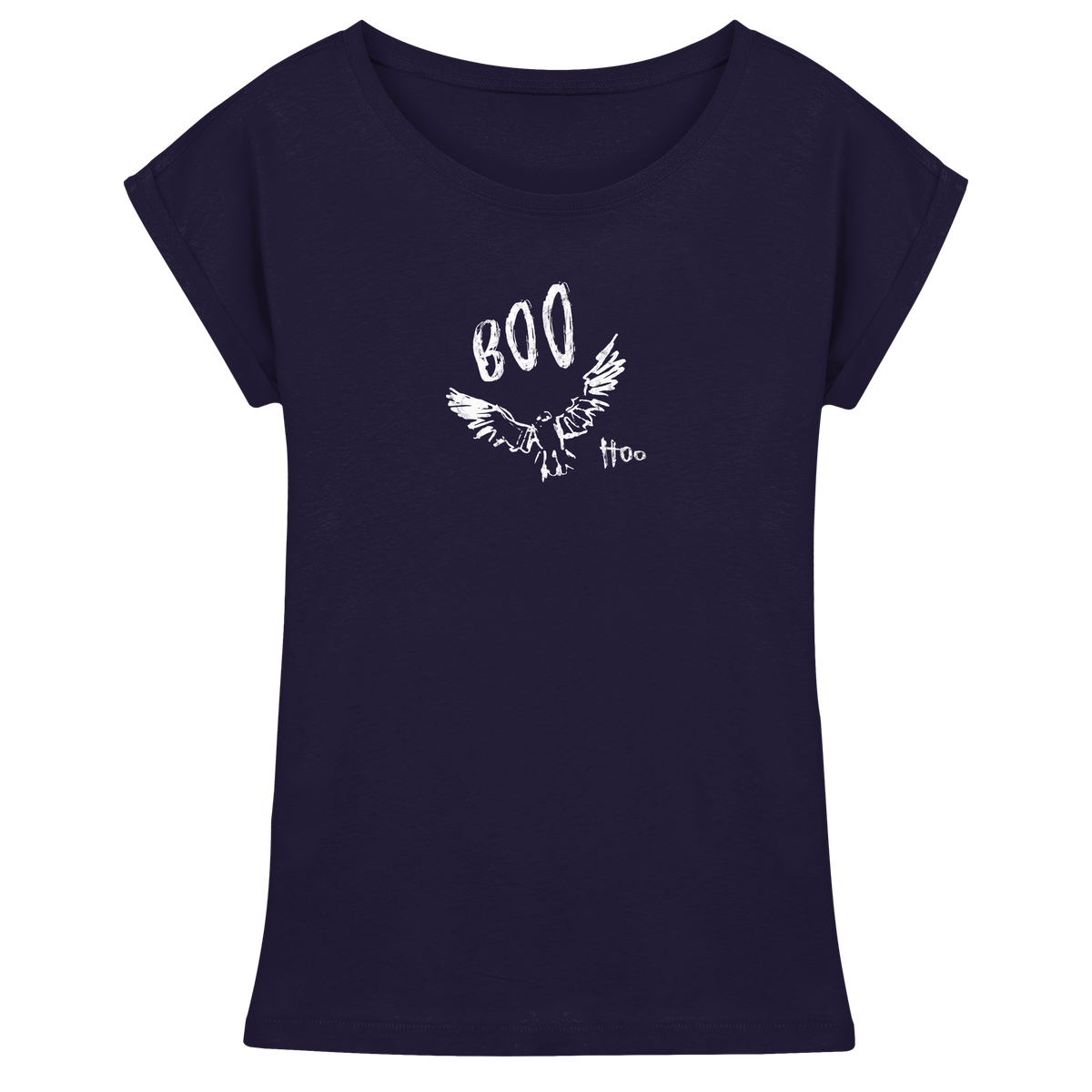Boo Hoo! Fliegende Eule  - Womens Extended Shoulder T-Shirt