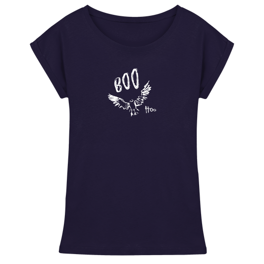 Boo Hoo! Fliegende Eule  - Womens Extended Shoulder T-Shirt