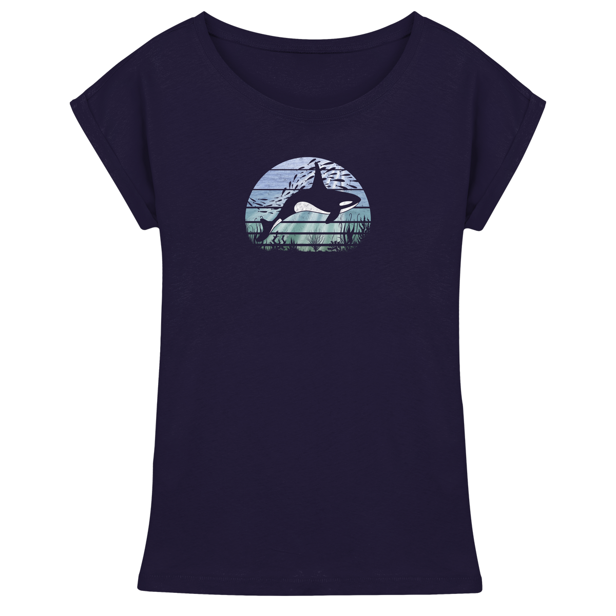 Retro Tiefsee Schwertwal Orca - Womens Extended Shoulder T-Shirt