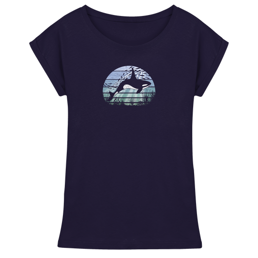 Retro Tiefsee Schwertwal Orca - Womens Extended Shoulder T-Shirt