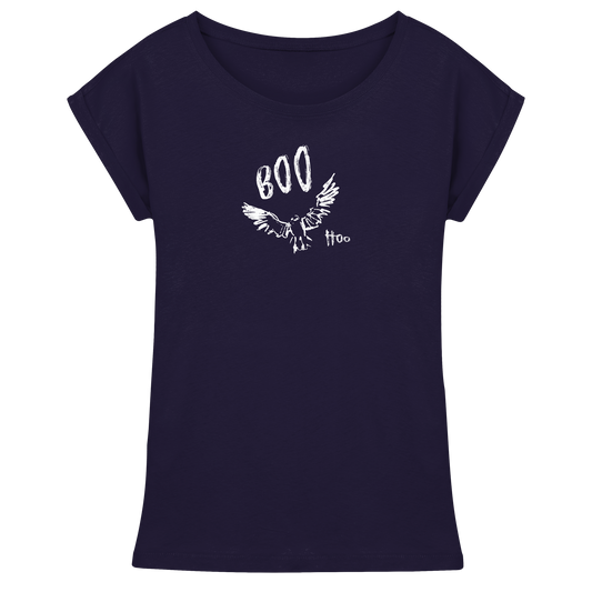 Boo Hoo! Fliegende Eule  - Womens Extended Shoulder T-Shirt
