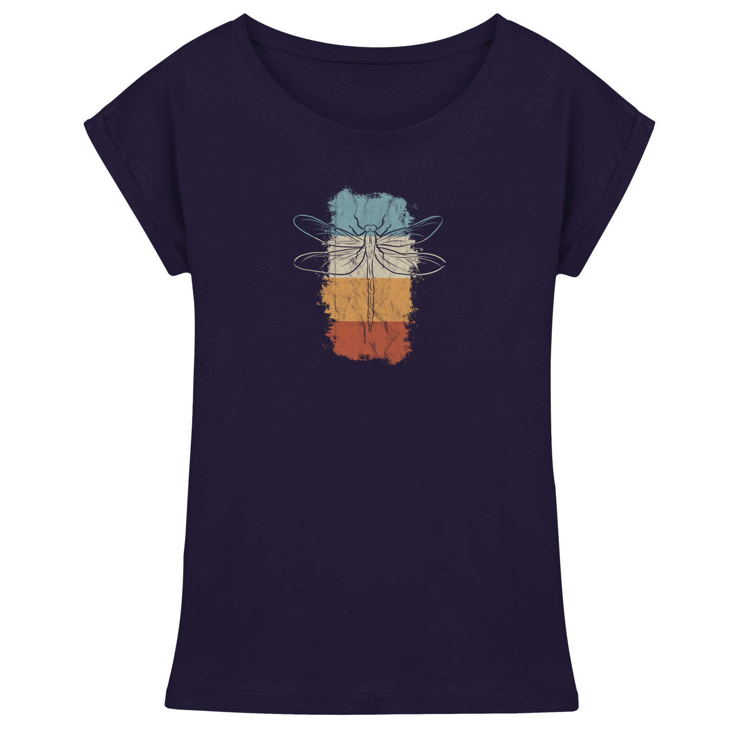 Retro Kunst Libelle | Vintage Dragonfly - Womens Extended Shoulder T-Shirt