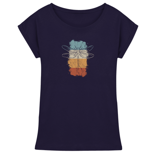 Retro Kunst Libelle | Vintage Dragonfly - Womens Extended Shoulder T-Shirt