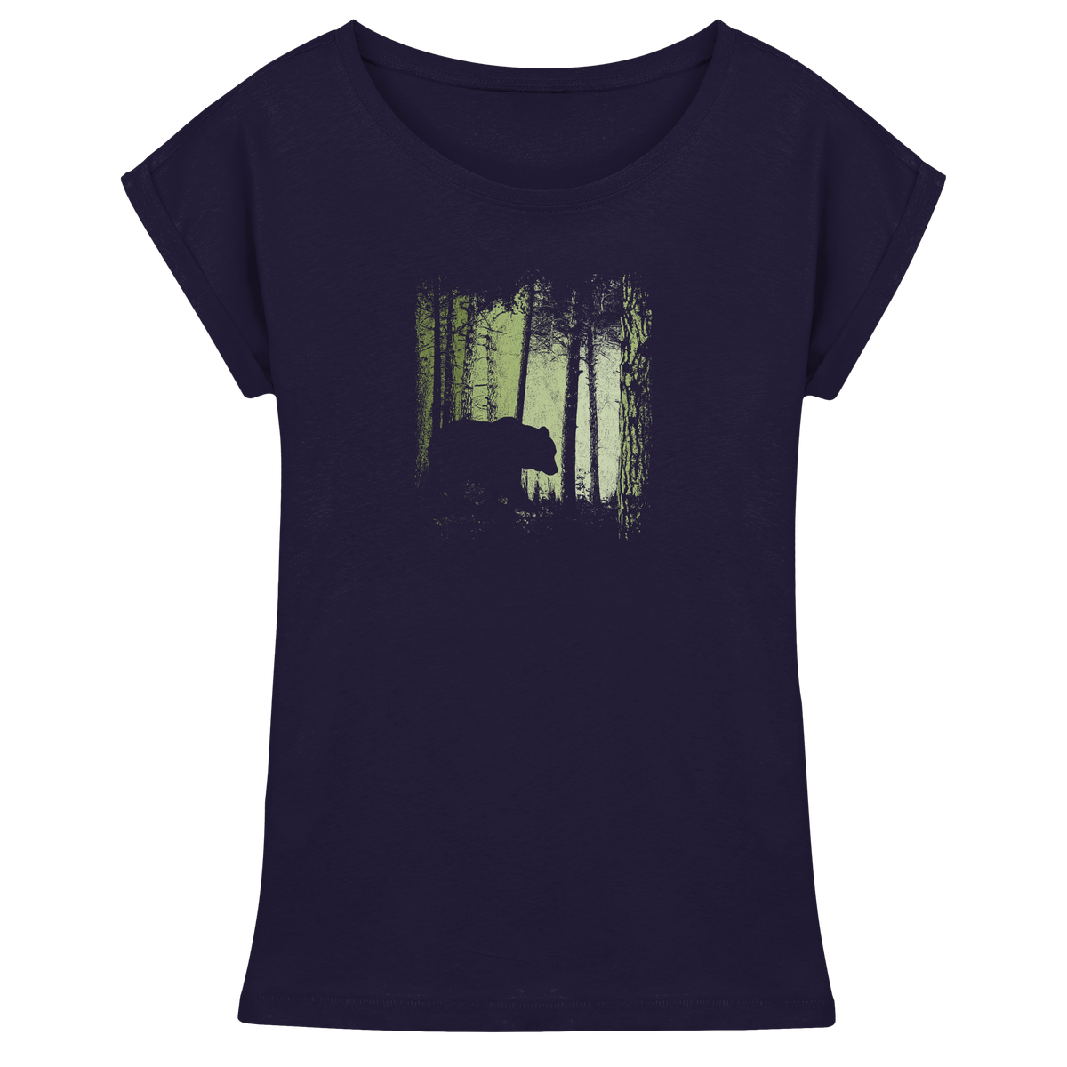 Braunbär im Zwielicht Wald - Womens Extended Shoulder T-Shirt