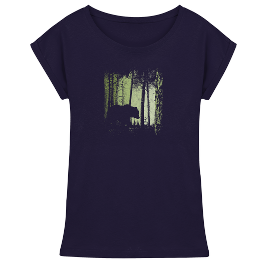 Braunbär im Zwielicht Wald - Womens Extended Shoulder T-Shirt