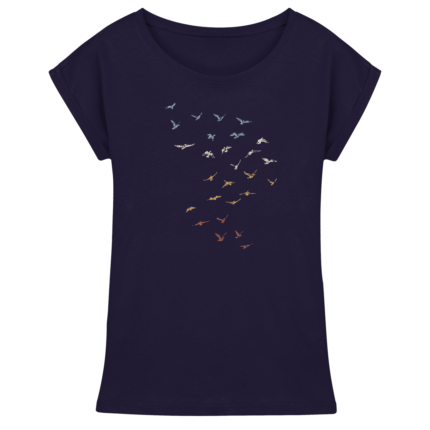 Retro Vogel Schwarm - Womens Extended Shoulder T-Shirt