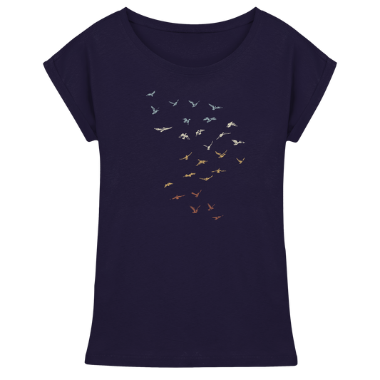 Retro Vogel Schwarm - Womens Extended Shoulder T-Shirt