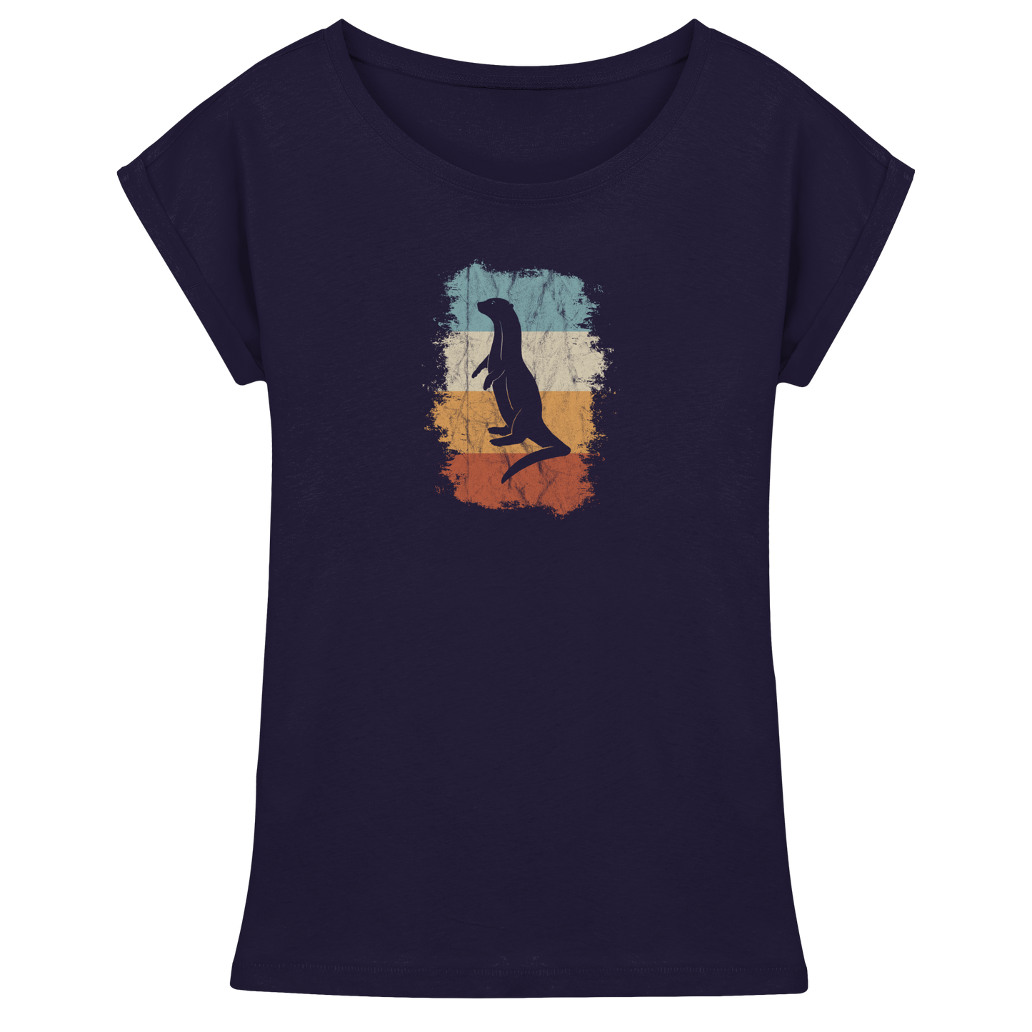 Retro Otter Fischotter Silhouette - Womens Extended Shoulder T-Shirt