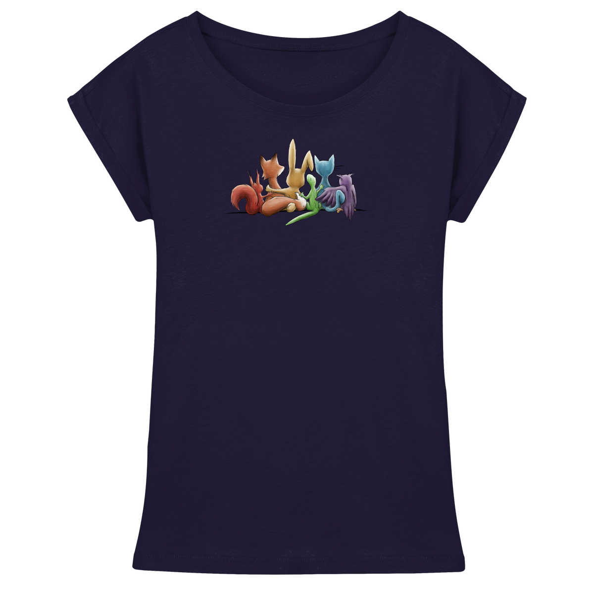 Regenbogen Tiere für Freundschaft, Toleranz und Vielfalt - Womens Extended Shoulder T-Shirt