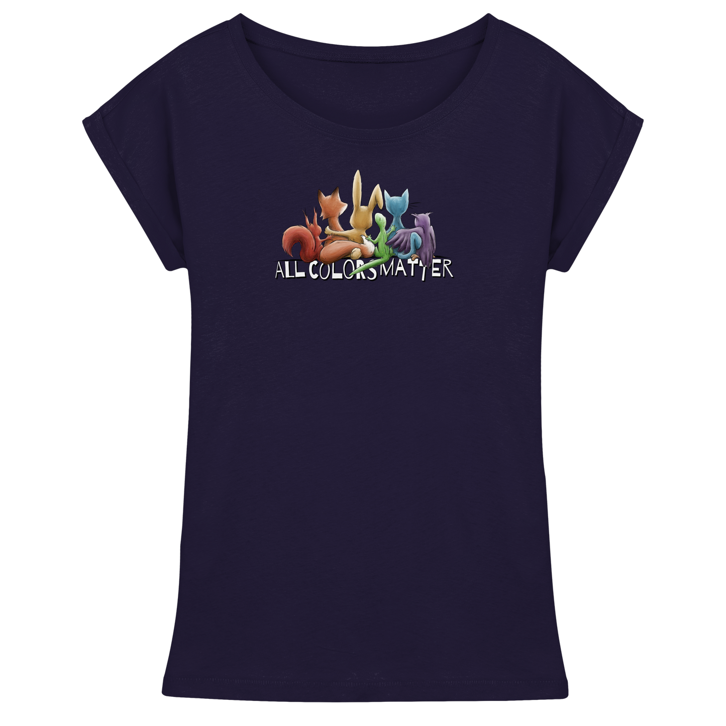 All Colors Matter! Regenbogen Tiere für Vielfalt - Womens Extended Shoulder T-Shirt