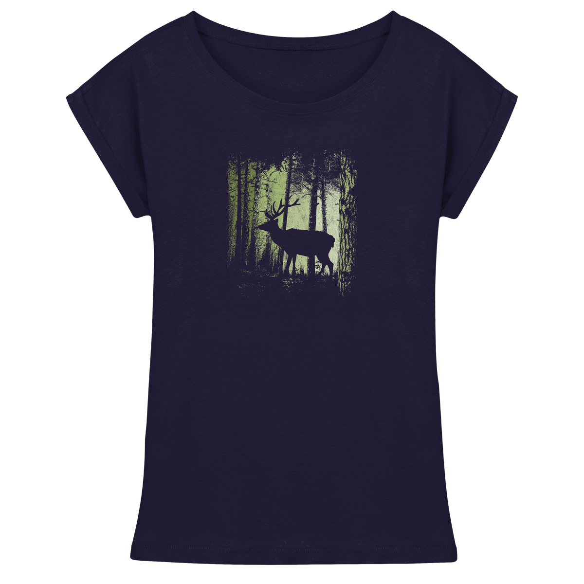 Hirsch im Zwielicht Wald - Womens Extended Shoulder T-Shirt