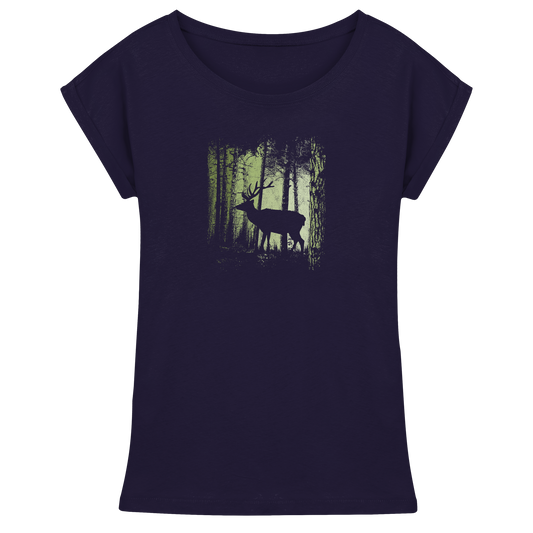 Hirsch im Zwielicht Wald - Womens Extended Shoulder T-Shirt