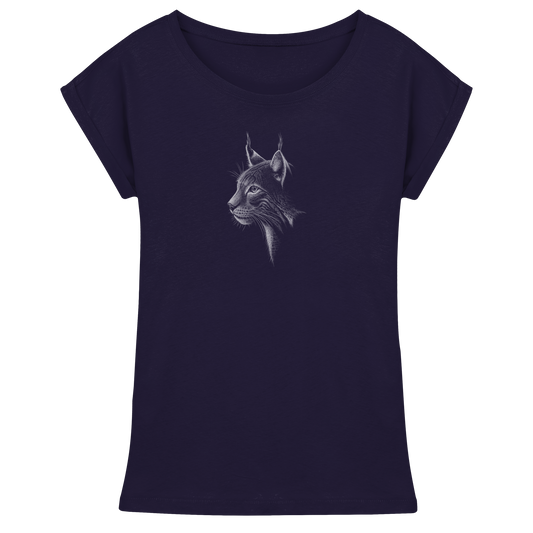 Luchs Kritzelkunst Wildkatze Illustration - Womens Extended Shoulder T-Shirt