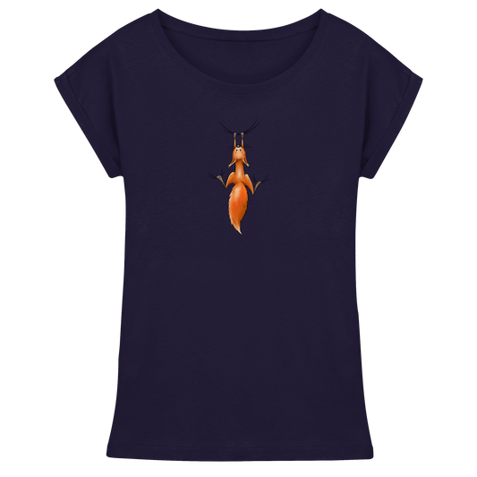 Rotes Eichhörnchen hängt ab - Womens Extended Shoulder T-Shirt