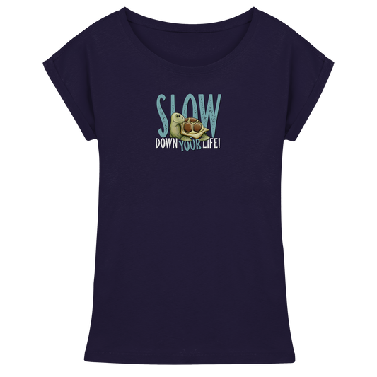 Slow Down Your Life Schildkröte - Womens Extended Shoulder T-Shirt
