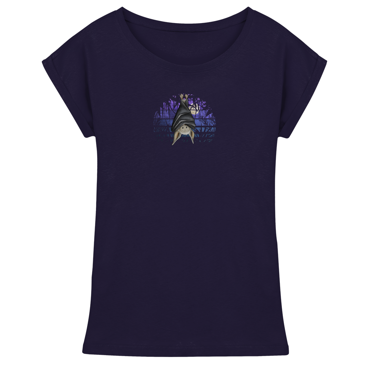 Fledermaus in blauer Nacht - Womens Extended Shoulder T-Shirt