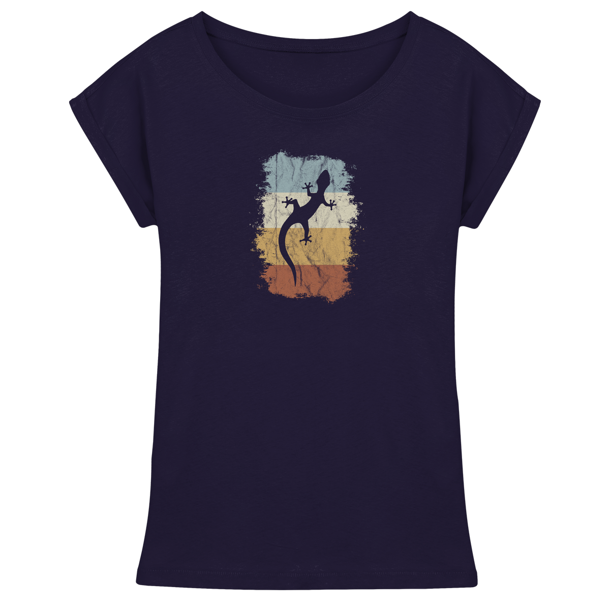Retro Gecko Salamander Silhouette - Womens Extended Shoulder T-Shirt
