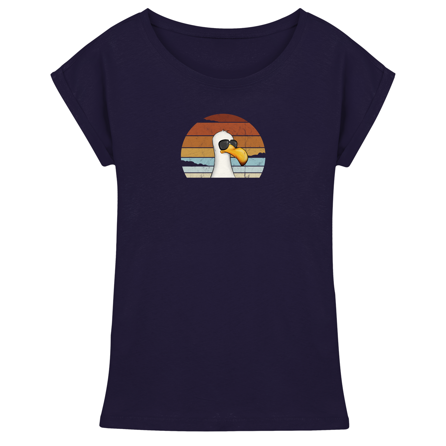 Cool lässige Retro Möwe - Womens Extended Shoulder T-Shirt