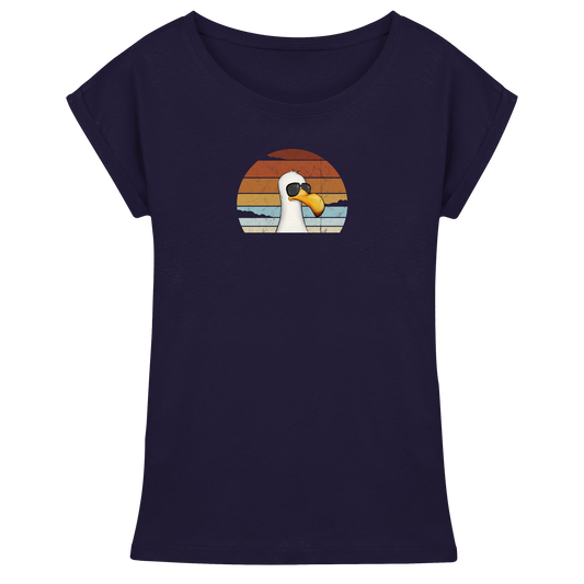 Cool lässige Retro Möwe - Womens Extended Shoulder T-Shirt