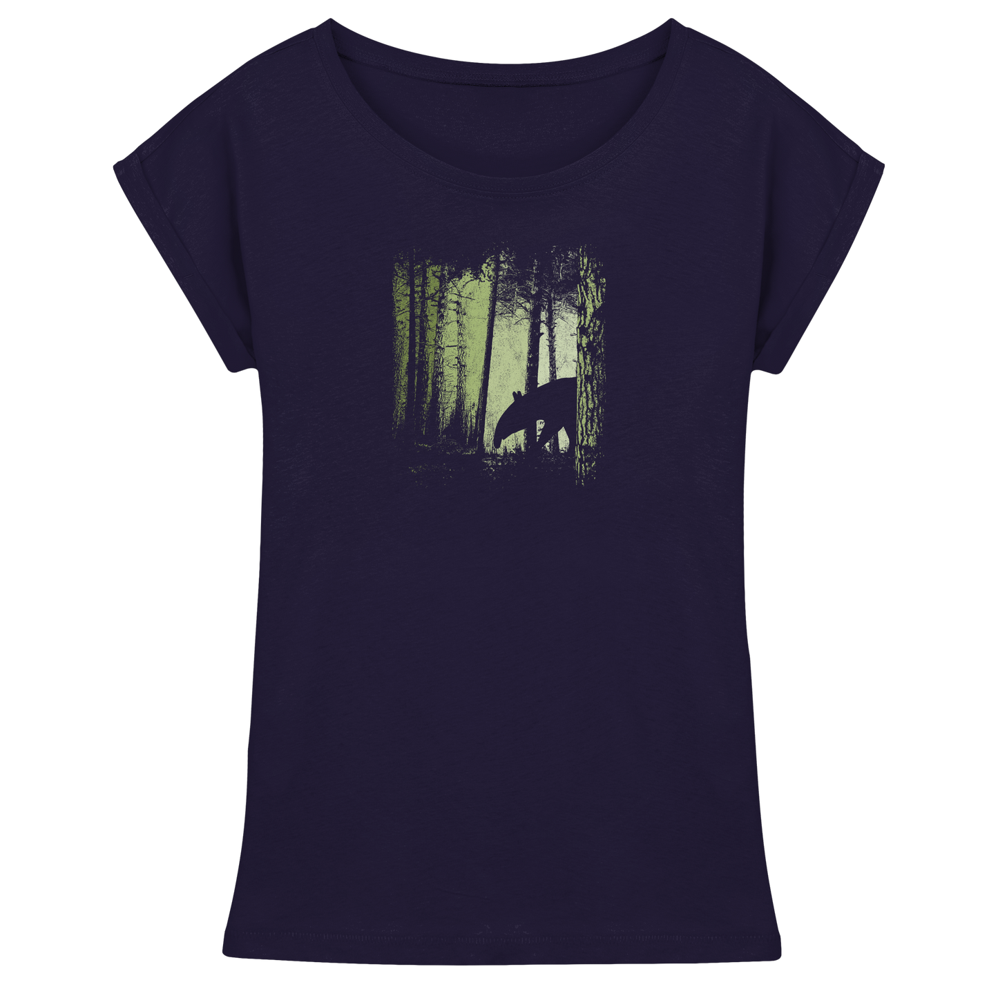 Lässiger Tapir im Zwielicht Wald - Womens Extended Shoulder T-Shirt