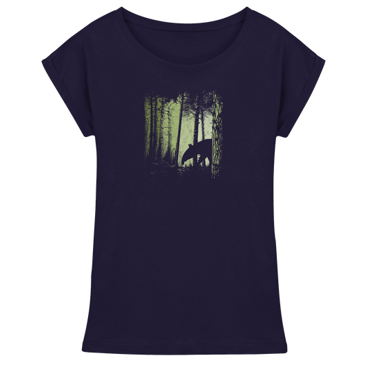 Lässiger Tapir im Zwielicht Wald - Womens Extended Shoulder T-Shirt