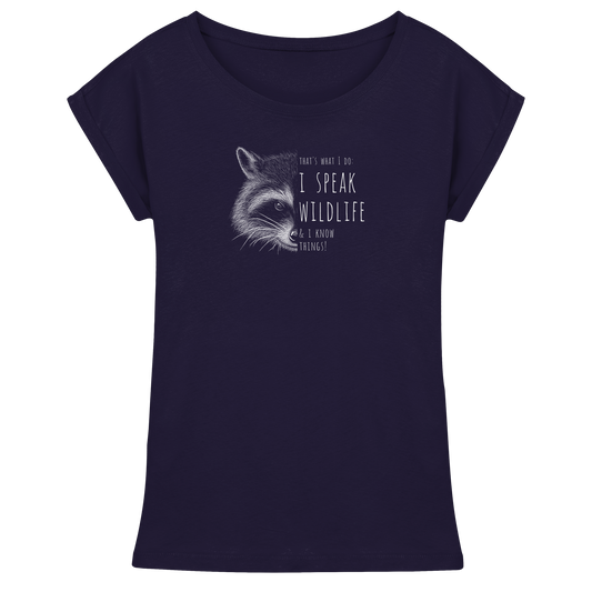 I Speak Wildlife And I Know Waschbär - Womens Extended Shoulder T-Shirt