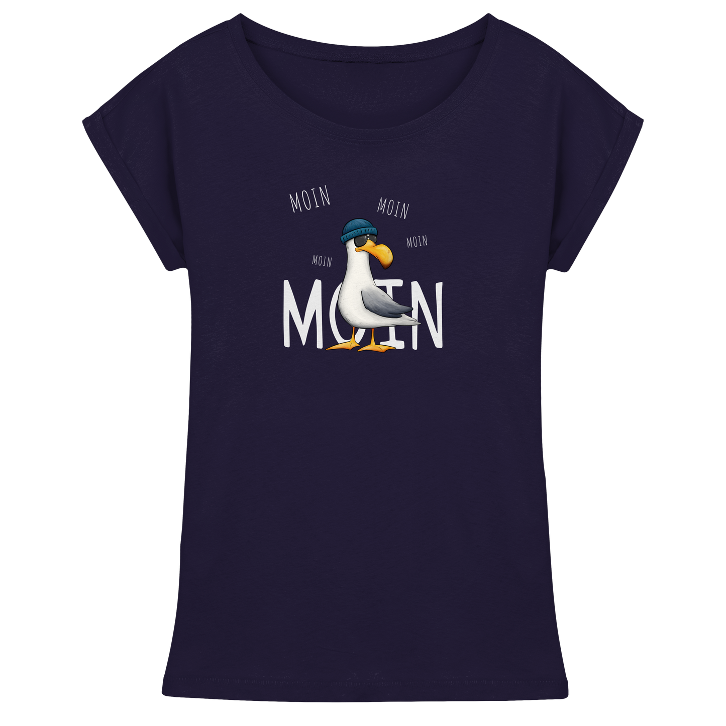Moin Moin Lässige Hipster Möwe  - Womens Extended Shoulder T-Shirt