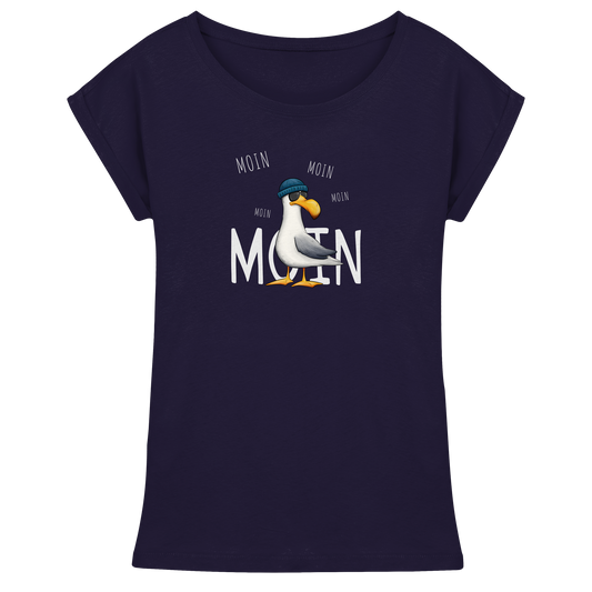 Moin Moin Lässige Hipster Möwe  - Womens Extended Shoulder T-Shirt