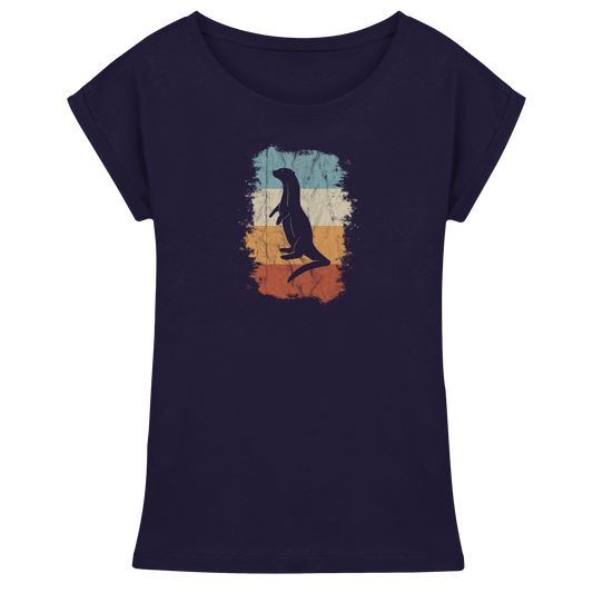 Retro Otter Fischotter Silhouette - Womens Extended Shoulder T-Shirt