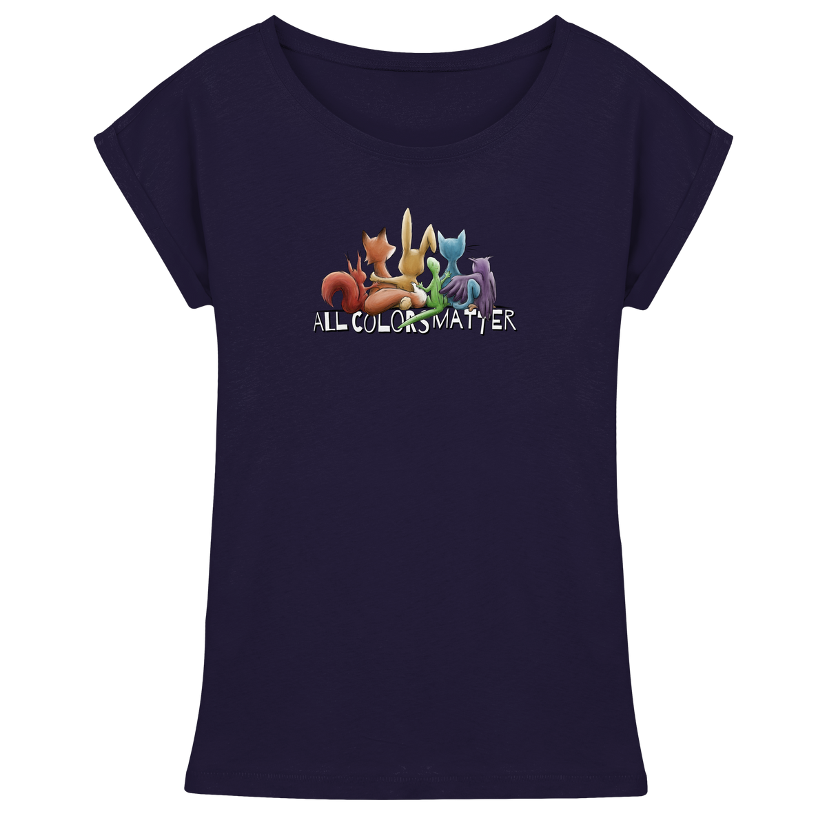 All Colors Matter! Regenbogen Tiere für Vielfalt - Womens Extended Shoulder T-Shirt
