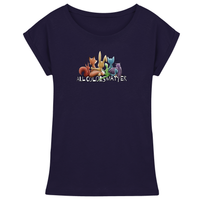 All Colors Matter! Regenbogen Tiere für Vielfalt - Womens Extended Shoulder T-Shirt