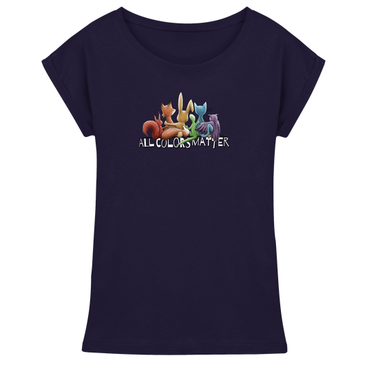 All Colors Matter! Regenbogen Tiere für Vielfalt - Womens Extended Shoulder T-Shirt