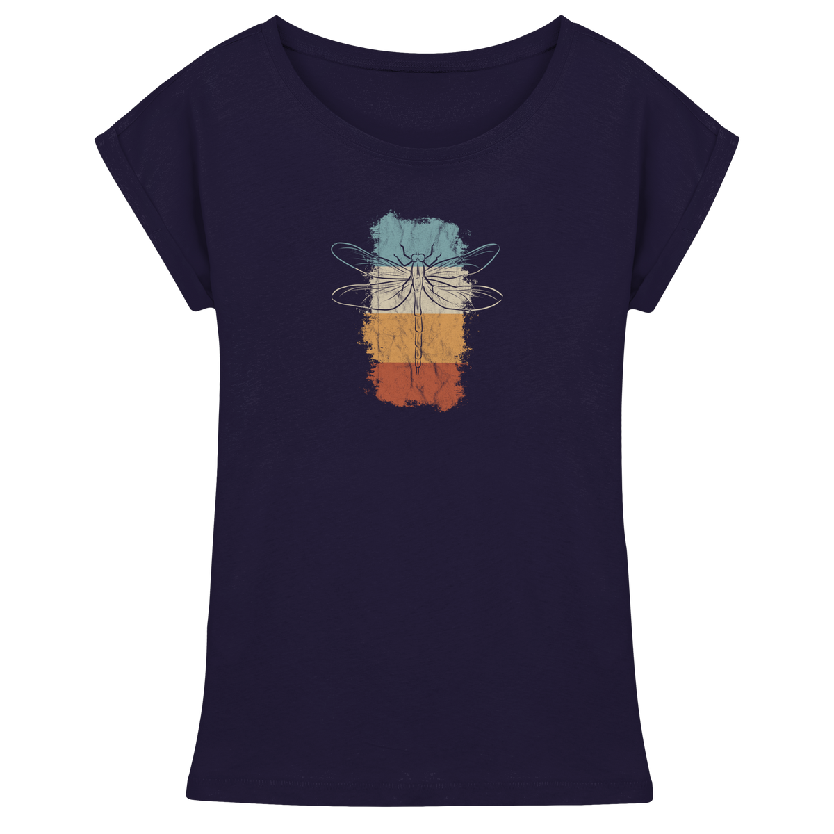 Retro Kunst Libelle | Vintage Dragonfly - Womens Extended Shoulder T-Shirt