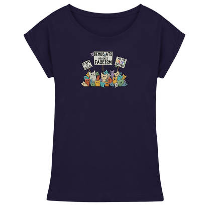 Demo-Katzen gegen Faschismus und für Vielfalt - Womens Extended Shoulder T-Shirt