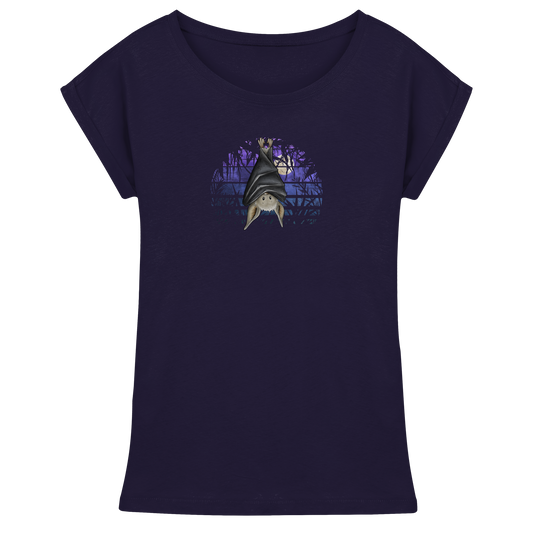 Fledermaus in blauer Nacht - Womens Extended Shoulder T-Shirt