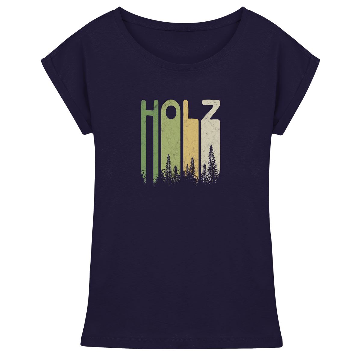 Holz Retro Wald Schriftzug - Womens Extended Shoulder T-Shirt