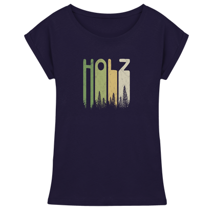 Holz Retro Wald Schriftzug - Womens Extended Shoulder T-Shirt