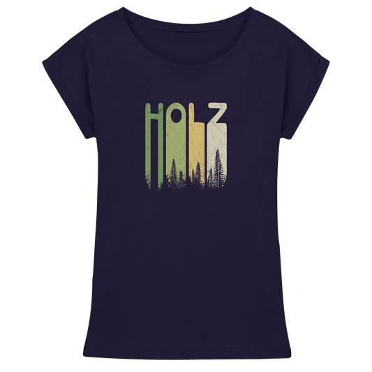 Holz Retro Wald Schriftzug - Womens Extended Shoulder T-Shirt