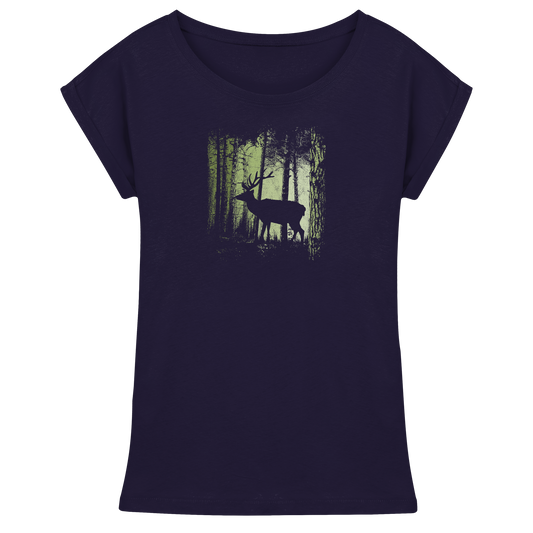 Hirsch im Zwielicht Wald - Womens Extended Shoulder T-Shirt