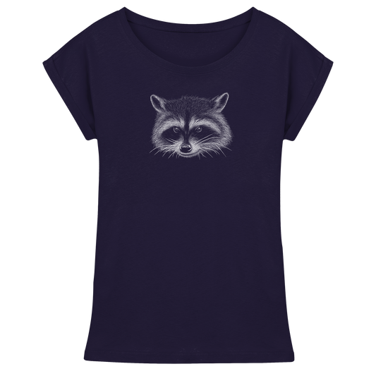 Waschbär Illustration Kritzelkunst - Womens Extended Shoulder T-Shirt