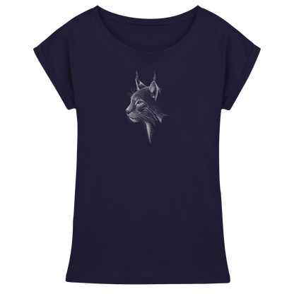 Luchs Kritzelkunst Wildkatze Illustration - Womens Extended Shoulder T-Shirt