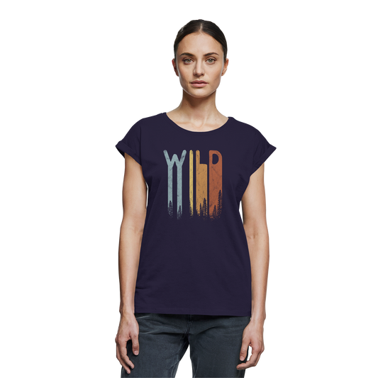 Wild Retro Schriftzug - Womens Extended Shoulder T-Shirt
