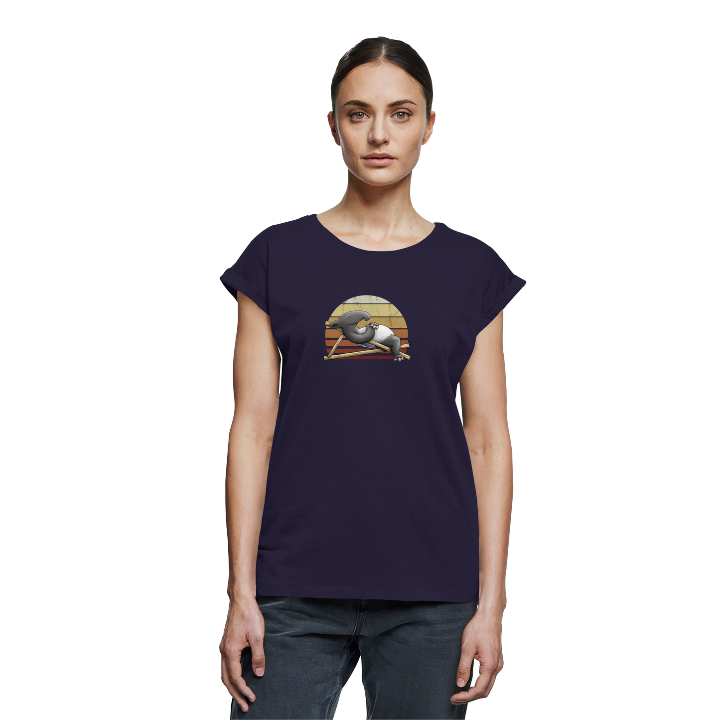 Lässiger Retro Sundown Tapir - Womens Extended Shoulder T-Shirt