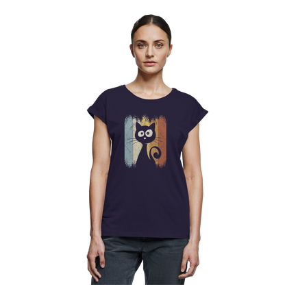 Retro Katze Silhouette - Womens Extended Shoulder T-Shirt