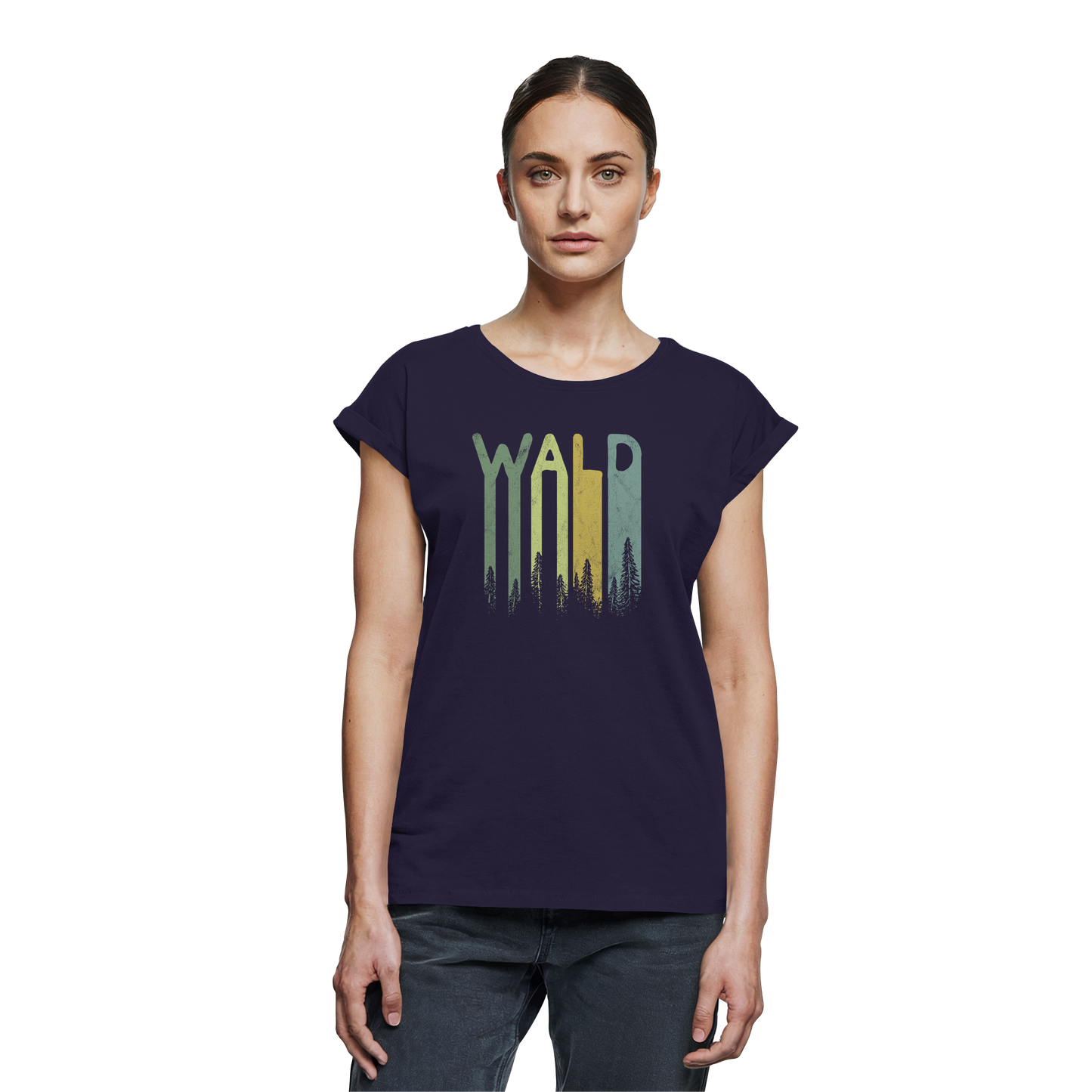 Wald Retro Forst Schriftzug - Womens Extended Shoulder T-Shirt