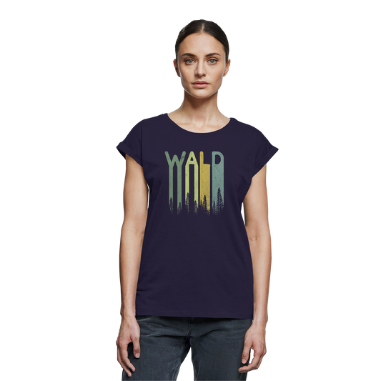 Wald Retro Forst Schriftzug - Womens Extended Shoulder T-Shirt