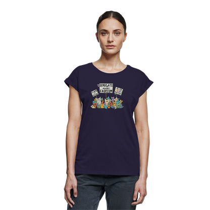 Demo-Katzen gegen Faschismus und für Vielfalt - Womens Extended Shoulder T-Shirt