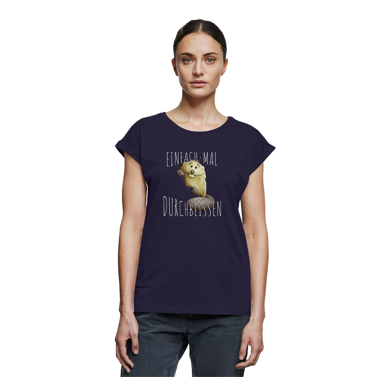 Einfach mal Durchbeissen Biber - Womens Extended Shoulder T-Shirt